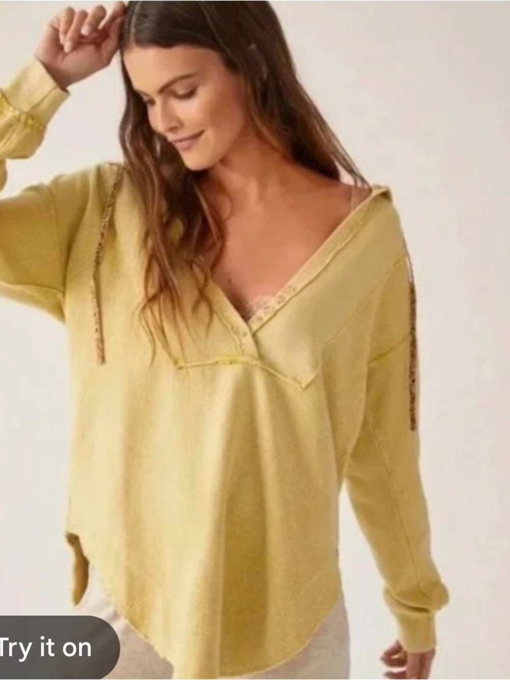 Anthropologie Pilrco Surplice Hooded Long Tunic Top.